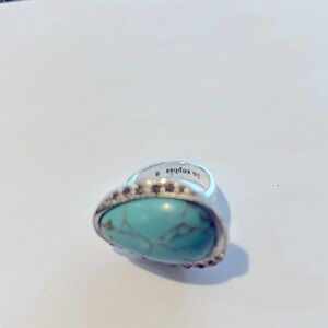 Lia Sophia Big Turquoise Silver Ring